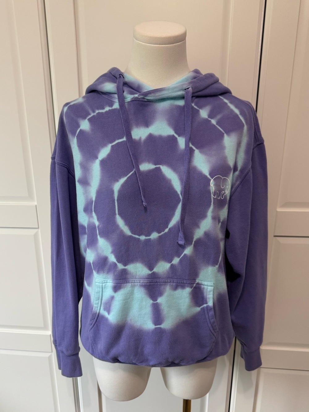 ivory‎ ella Unisex Purple & Aqua Tie-Dye Hoodie with Elephant Logo XS
